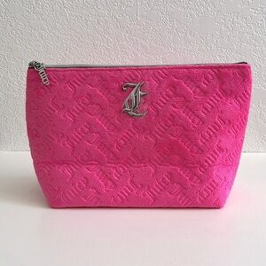 NWOT Juicy Couture Hot Pink Soft Velvet Embossed Zipper Pouch